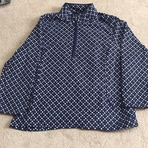 Navy and white polka dot zip fleece Lands End 3X